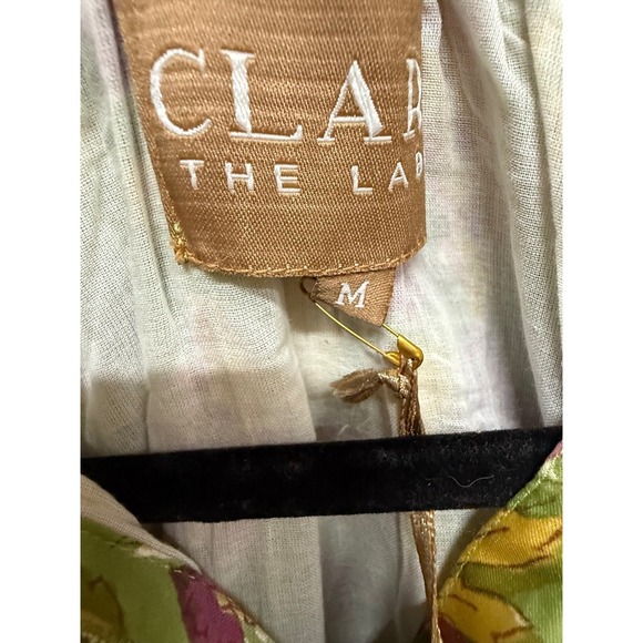 Clara The Label Blouse Size Medium NWT Green Floral Boho Cotton Blend Top - Picture 6 of 8
